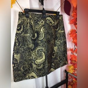 SHEIN | Women’s Black/Gold Paisley Print Pencil Skirt